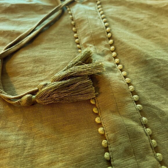 TRIBAL women's peasant tassel top in Moss Green - Picture 7 of 10